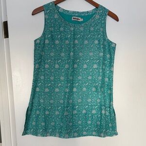 NWOT Fabindia Turquoise Floral Women's Tank Kurta size Small